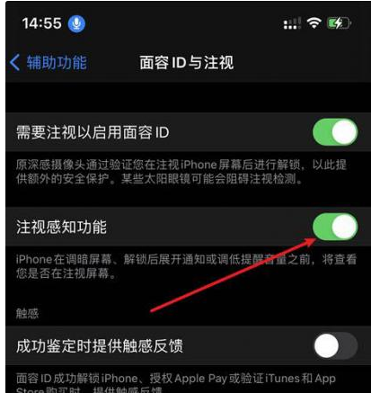 达州苹果14维修网点分享iPhone14注视感知功能有什么用 